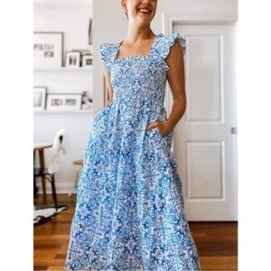 Hill House Ellie Nap Dress Blue Mosaic Size S